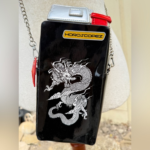 Dolls Kill Handbags - Horoscopez Dolls Kill Black Vinyl Dragon Lighter Mini Shoulder Bag Y2K Rave